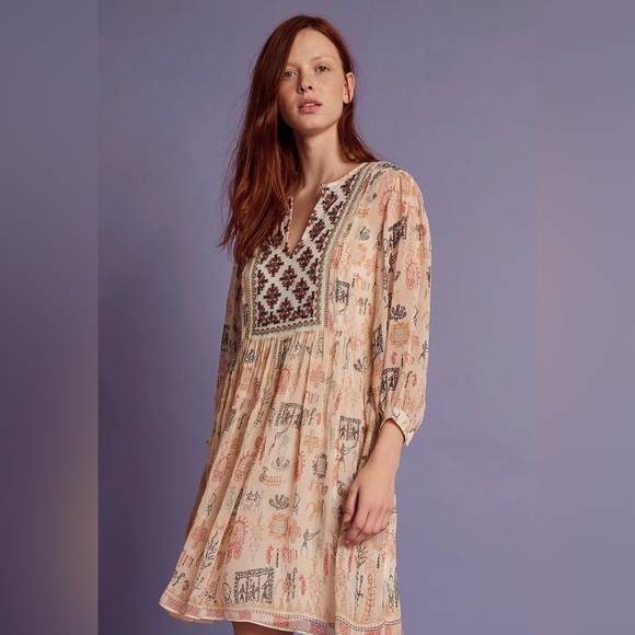 NWT VELVET GRAHAM SPENCER | Tawni Embroidered Tunic MIDI dress | xs - Picture 3 of 13